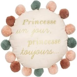 HOMEMAISON Coussin Rond Aux 16 Pompons Rose Poudré Ø 30 X 12 Cm - Rose Poudré