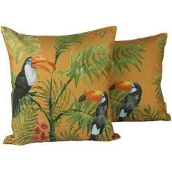 HOMEMAISON Coussin Déhoussable Imprimé Toucan Tournesol 45 X 45 Cm - Tournesol