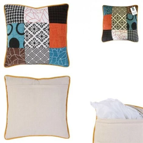 JARDIRICODECO Coussin Patchwork Dehoussable 40x40cm 1 JARDIRICODECO Coussin Patchwork Dehoussable 40x40cm