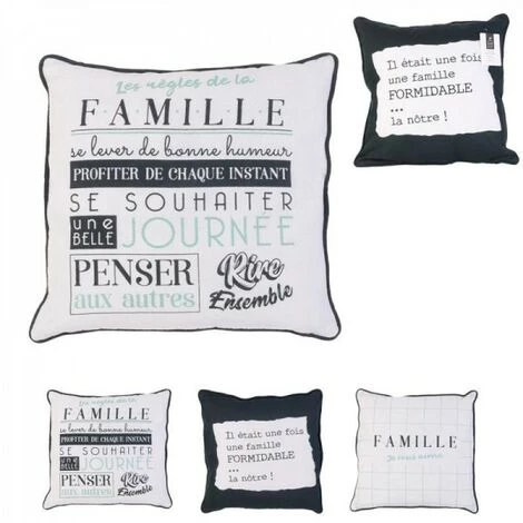 JARDIRICODECO Coussin Dehoussable Famille V2 40x40cm, 3-fois Ass 1 JARDIRICODECO Coussin Dehoussable Famille V2 40x40cm, 3-fois Ass
