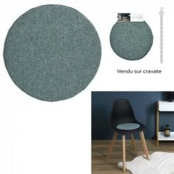 JARDIRICODECO Galette Chaise Tissu Bleu Celadon 34cm