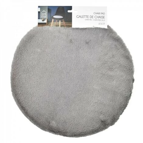 JARDIRICODECO Galette Chaise Imit Fourrure Fin Gris 34cm 2 JARDIRICODECO Galette Chaise Imit Fourrure Fin Gris 34cm – Image 2