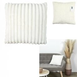 JARDIRICODECO Coussin Flanelle Cotele Ecru 40x40cm
