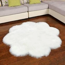 READCLY Peau De Mouton Synthétique,45 X 45 Cm Faux Peau De Mouton Imitation Toison Moquette Peau D'agneau Tapis Fluffy Soft Longhair Décoratif Coussin De Chaise Canapé Natte (Blanc, 45 X 45 CM) -France Coussin et housse de coussin Soldes Boutique 54067427 3