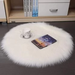 READCLY Peau De Mouton Synthétique,45 X 45 Cm Faux Peau De Mouton Imitation Toison Moquette Peau D'agneau Tapis Fluffy Soft Longhair Décoratif Coussin De Chaise Canapé Natte (Blanc, 45 X 45 CM) -France Coussin et housse de coussin Soldes Boutique 54067427 4