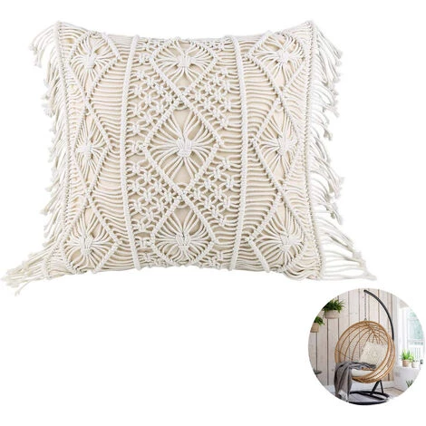 MODOU Housse De Coussin, Housse De Coussin, Coussin De Canapé, Coussin Décoratif, Housse De Coussin Boho, Coussin Décoratif En Coton Avec Macramé Pour Lit, Canapé, Canapé, Voiture, Beige, 45 * 45 Cm 2 MODOU Housse De Coussin, Housse De Coussin, Coussin De Canapé, Coussin Décoratif, Housse De Coussin Boho, Coussin Décoratif En Coton Avec Macramé Pour Lit, Canapé, Canapé, Voiture, Beige, 45 * 45 Cm – Image 2