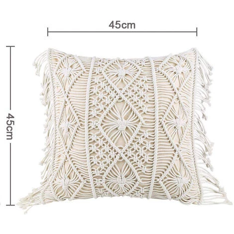 MODOU Housse De Coussin, Housse De Coussin, Coussin De Canapé, Coussin Décoratif, Housse De Coussin Boho, Coussin Décoratif En Coton Avec Macramé Pour Lit, Canapé, Canapé, Voiture, Beige, 45 * 45 Cm 4 MODOU Housse De Coussin, Housse De Coussin, Coussin De Canapé, Coussin Décoratif, Housse De Coussin Boho, Coussin Décoratif En Coton Avec Macramé Pour Lit, Canapé, Canapé, Voiture, Beige, 45 * 45 Cm – Image 4