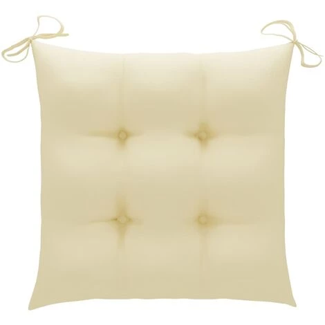 Hommoo Coussins De Chaise 2 Pcs Blanc Creme 50x50x7 Cm Tissu 2 Hommoo Coussins De Chaise 2 Pcs Blanc Creme 50x50x7 Cm Tissu – Image 2