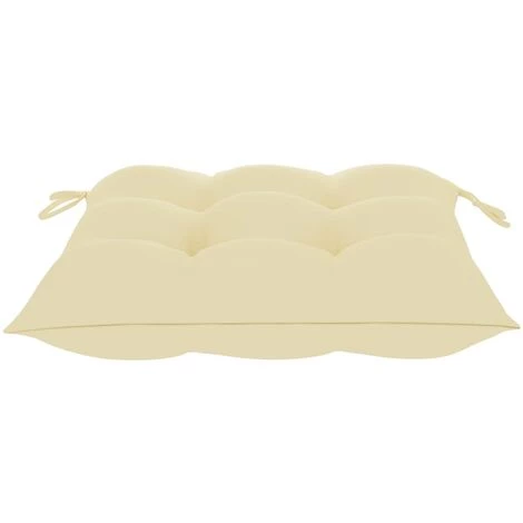 Hommoo Coussins De Chaise 2 Pcs Blanc Creme 50x50x7 Cm Tissu 4 Hommoo Coussins De Chaise 2 Pcs Blanc Creme 50x50x7 Cm Tissu – Image 4