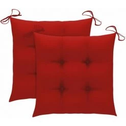 Hommoo Coussins De Chaise 2 Pcs Rouge 50x50x7 Cm Tissu