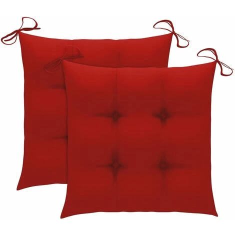 Hommoo Coussins De Chaise 2 Pcs Rouge 50x50x7 Cm Tissu 1 Hommoo Coussins De Chaise 2 Pcs Rouge 50x50x7 Cm Tissu