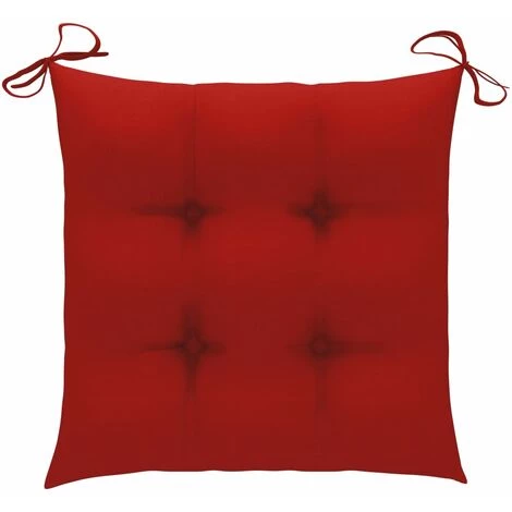 Hommoo Coussins De Chaise 2 Pcs Rouge 50x50x7 Cm Tissu 2 Hommoo Coussins De Chaise 2 Pcs Rouge 50x50x7 Cm Tissu – Image 2