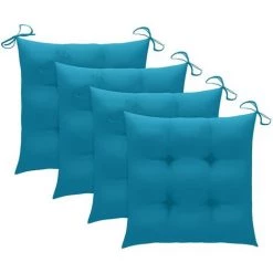 Hommoo Coussins De Chaise 4 Pcs Bleu 50x50x7 Cm Tissu