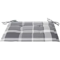 Hommoo Coussins De Chaise De Jardin 4pcs Carreaux Gris 50x50x3cm Tissu -France Coussin et housse de coussin Soldes Boutique 54150935 3