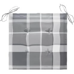 Hommoo Coussins De Chaise De Jardin 4pcs Carreaux Gris 50x50x3cm Tissu -France Coussin et housse de coussin Soldes Boutique 54150935 4
