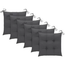 Hommoo Coussins De Chaise 6 Pcs Anthracite 40x40x7 Cm Tissu