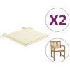 Hommoo Coussins De Chaise De Jardin 2 Pcs Creme 50x50x3 Cm