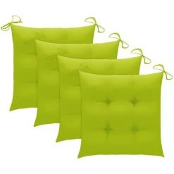Hommoo Coussins De Chaise 4 Pcs Vert Vif 40x40x7 Cm Tissu