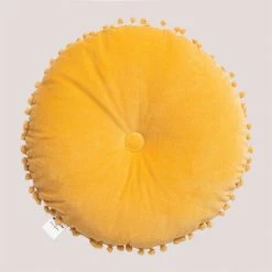 Coussin Rond En Velours (Ø35 Cm) Piero SKLUM Velour - Jaune Mimosa