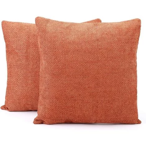 BEARSU Housse De Coussin Universelle 2 Pièces En Chenille Pour Maison Rustique Ou Housse De Coussin De Canapé 18 X 18 Pouces - Orange 2 BEARSU Housse De Coussin Universelle 2 Pièces En Chenille Pour Maison Rustique Ou Housse De Coussin De Canapé 18 X 18 Pouces - Orange – Image 2