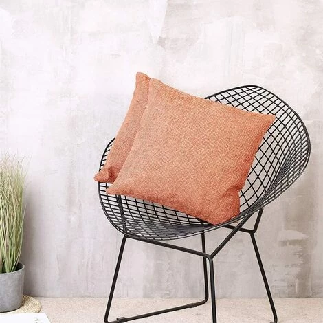 BEARSU Housse De Coussin Universelle 2 Pièces En Chenille Pour Maison Rustique Ou Housse De Coussin De Canapé 18 X 18 Pouces - Orange 4 BEARSU Housse De Coussin Universelle 2 Pièces En Chenille Pour Maison Rustique Ou Housse De Coussin De Canapé 18 X 18 Pouces - Orange – Image 4