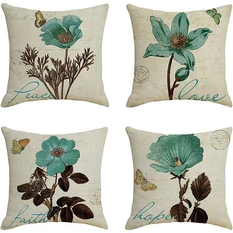 BEARSU Housse De Coussin Vintage Floral 45 X 45 Cm, Housse De Coussin De Style Vintage En Coton Et Lin, Taie D'oreiller De Canapé En Coton Doux, Canapé, Maison, Salon, Chambre à Coucher, Décoration D'intérieur, Lot De 4 1 BEARSU Housse De Coussin Vintage Floral 45 X 45 Cm, Housse De Coussin De Style Vintage En Coton Et Lin, Taie D'oreiller De Canapé En Coton Doux, Canapé, Maison, Salon, Chambre à Coucher, Décoration D'intérieur, Lot De 4