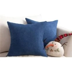 Housse De Coussin 30x30cm Bleu En 2pcs FUIENKO