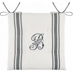 LOVELY CASA Lot De 4 Galettes De Chaise 4 Points 40x40 Bonnie Coton - Gris