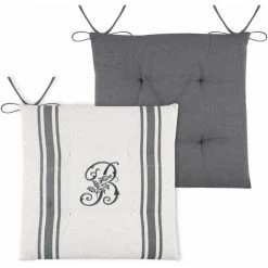 LOVELY CASA Lot De 4 Galettes De Chaise 4 Points 40x40 Bonnie Coton - Gris -France Coussin et housse de coussin Soldes Boutique 54331392 3