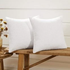 BARES Lot De 2 Taie D'oreiller Housse De Coussin Blanc 40x40cm En Velours Blanc Housse De Coussin Super Doux