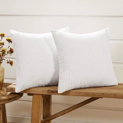 BARES Lot De 2 Taie D'oreiller Housse De Coussin Blanc 40x40cm En Velours Blanc Housse De Coussin Super Doux 1 BARES Lot De 2 Taie D'oreiller Housse De Coussin Blanc 40x40cm En Velours Blanc Housse De Coussin Super Doux