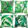 DECKON Housse De Coussin, Housse De Coussin 45 X 45 Taie D'oreiller Lot De 4 Housses De Coussin Décoratives Florale Vie Marine Motif De Plantes Tropicales Canapé Chaise Salon (feuille Verte - Velours)