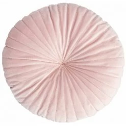 RIDEAUDISCOUNT Coussin Rond Non Déhoussable Diamètre 43 Cm En Velours Et Surpiqûre Rose Clair - Rose