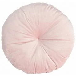 RIDEAUDISCOUNT Coussin Rond Non Déhoussable Diamètre 43 Cm En Velours Et Surpiqûre Rose Clair - Rose -France Coussin et housse de coussin Soldes Boutique 54463052 4