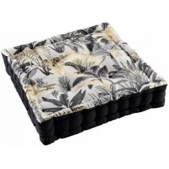 Paris Prix - Coussin De Sol Imprimé "karaba" 45x45cm Gris