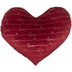 Atmosphera - Coussin Cœur En Velours Rouge Imprimé Doré 30 X 30 Cm - Modèle B