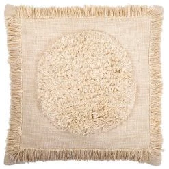PRIVATEFLOOR Coussin Carré Design Boho Bali En Coton, Coussin + Rembourrage - Eva Blanc - Coton - Blanc