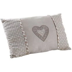 AUBRY GASPARD Coussin Rectangulaire En Coton Et Lin Coeur Multicolore - Marron
