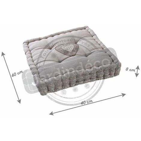 AUBRY GASPARD Coussin Carré En Coton Et Lin Coeur Gris - Gris 2 AUBRY GASPARD Coussin Carré En Coton Et Lin Coeur Gris - Gris – Image 2