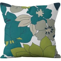 AIDUCHO Extérieur Housse De Coussin, Lot De 4 Imperméable Fleurs Et Oiseaux Bleus Et Verts Motif Canapé Taie D'oreiller Pour Patio Jardin Salon Chambre Décoration, 45x45cm -France Coussin et housse de coussin Soldes Boutique 55041182 3