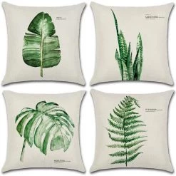 AIDUCHO Extérieur Housse De Coussin, Lot De 4 Imperméable Feuille Verte Motif Canapé Taie D'oreiller Pour Patio Jardin Salon Chambre Décoration, 45x45cm -A