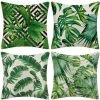 AIDUCHO Extérieur Housse De Coussin, Lot De 4 Imperméable Plante Tropicale Verte Motif Canapé Taie D'oreiller Pour Patio Jardin Salon Chambre Décoration, 45x45cm -Plantes Tropicales 01