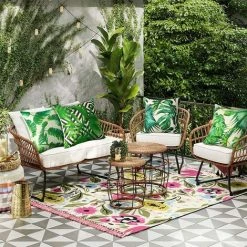 AIDUCHO Extérieur Housse De Coussin, Lot De 4 Imperméable Plante Tropicale Verte Motif Canapé Taie D'oreiller Pour Patio Jardin Salon Chambre Décoration, 45x45cm -Plantes Tropicales 01 -France Coussin et housse de coussin Soldes Boutique 55041239 5