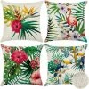 AIDUCHO Extérieur Housse De Coussin, Lot De 4 Imperméable Plantes Et Fleurs Tropicales Et Oiseaux Motif Canapé Taie D'oreiller Pour Patio Jardin Salon Chambre Décoration, 45x45cm