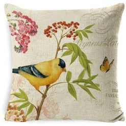 AIDUCHO Extérieur Housse De Coussin, Lot De 4 Imperméable Fleur Et Oiseau Vert Motif Canapé Taie D'oreiller Pour Patio Jardin Salon Chambre Décoration, 45x45cm -France Coussin et housse de coussin Soldes Boutique 55041259 3