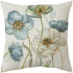 AIDUCHO Extérieur Housse De Coussin, Lot De 4 Imperméable Fleurs Jaunes Et Bleues Motif Canapé Taie D'oreiller Pour Patio Jardin Salon Chambre Décoration, 45x45cm -France Coussin et housse de coussin Soldes Boutique 55041260 3