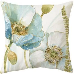 AIDUCHO Extérieur Housse De Coussin, Lot De 4 Imperméable Fleurs Jaunes Et Bleues Motif Canapé Taie D'oreiller Pour Patio Jardin Salon Chambre Décoration, 45x45cm -France Coussin et housse de coussin Soldes Boutique 55041260 4