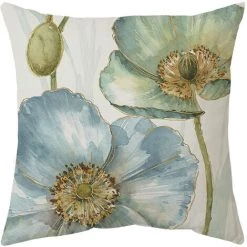 AIDUCHO Extérieur Housse De Coussin, Lot De 4 Imperméable Fleurs Jaunes Et Bleues Motif Canapé Taie D'oreiller Pour Patio Jardin Salon Chambre Décoration, 45x45cm -France Coussin et housse de coussin Soldes Boutique 55041260 5
