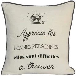 HOMEMAISON Coussin Déhoussable "Apprécie Les Bonnes Personnes..." Ivoire 40 X 60 Cm - Ivoire