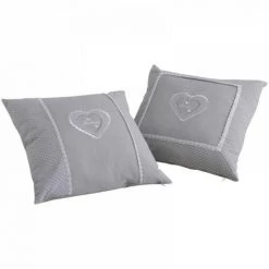 JARDIBRICODECO Coussin Coeur Gris Carré